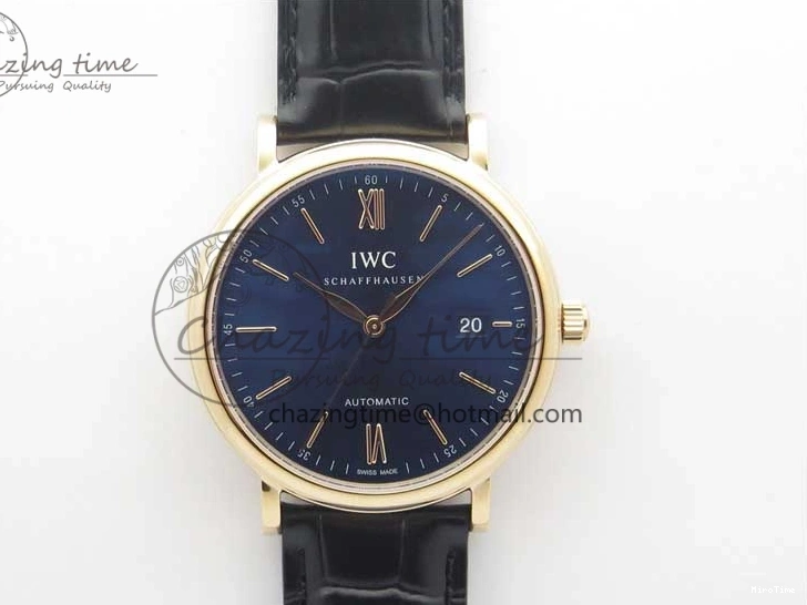 MIROTIME 0809 MoistureWicking Portofino Automatic RG IW356522 FKF 1:1 Best Edition Blue Dial on Black Croco Strap A 7109